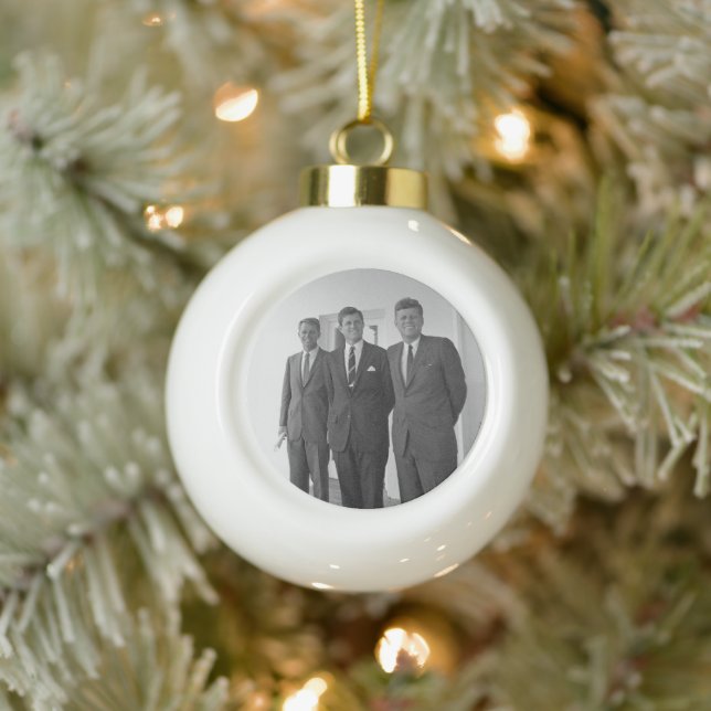 America President John Kennedy & Brothers, Camelot Ceramic Ball Christmas Ornament (Tree)