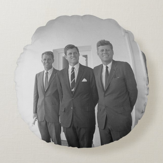 America President John Kennedy & Brothers, Camelot Round Pillow (Front)
