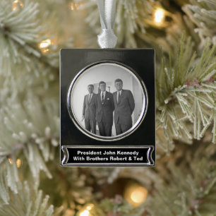 America President John Kennedy & Brothers, Camelot Silver Plated Banner Ornament