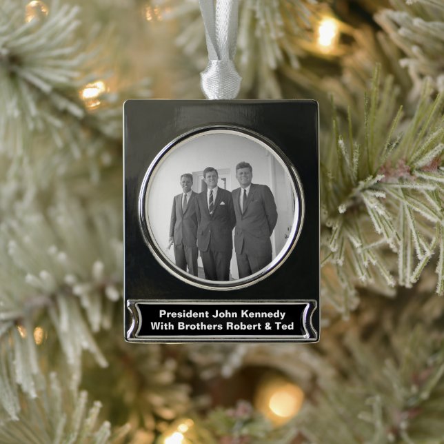 America President John Kennedy & Brothers, Camelot Silver Plated Banner Ornament (Tree)