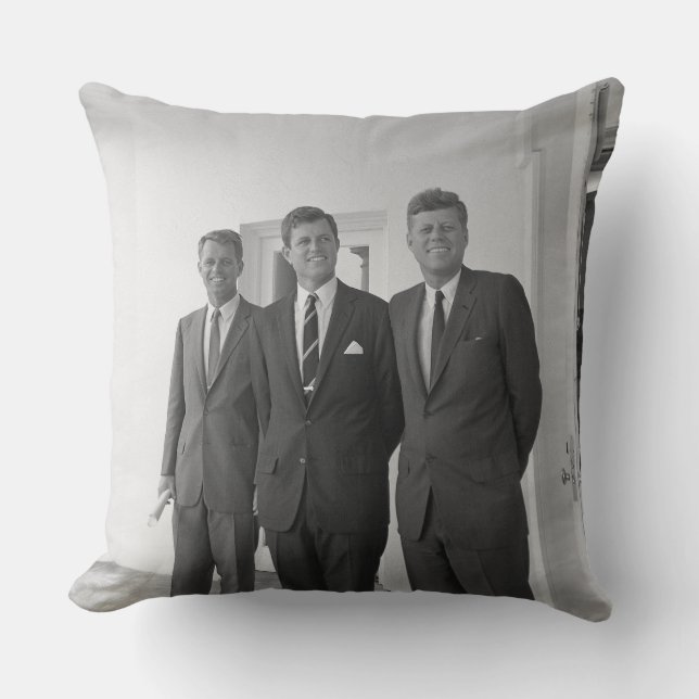 America President John Kennedy & Brothers, Camelot Throw Pillow (Front)
