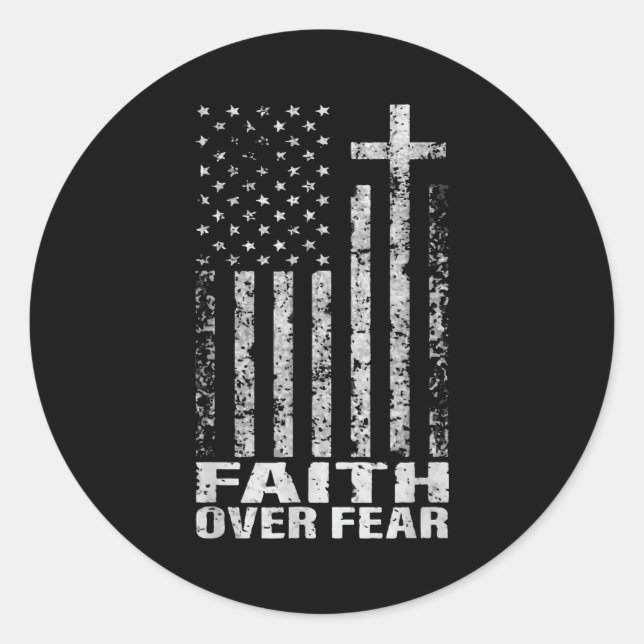 America Pride Us Flag Faith Over Fear Christian Bi Classic Round Sticker (Front)