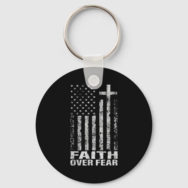 America Pride Us Flag Faith Over Fear Christian Bi Keychain (Front)