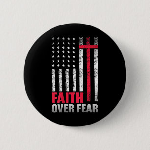 America Pride Us Flag Tee Faith Over Fear Prayer ( Button