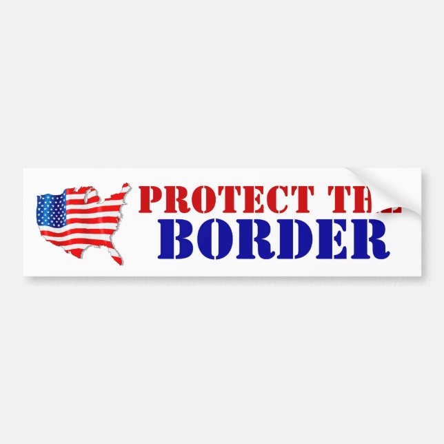 AMERICA PROTECT THE BORDER USA! Flag Bumper Sticker (Front)