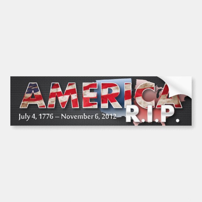 America: R.I.P. Bumper Sticker (metal grunge) (Front)