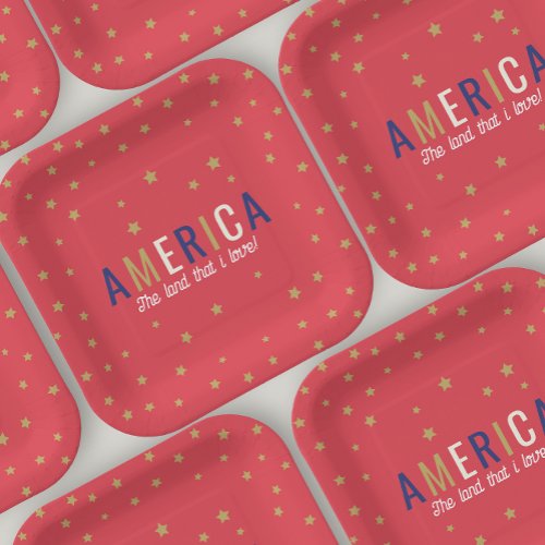 America Red 4th of July Decorations Paper Plates