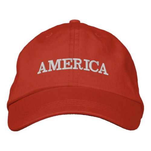 America Red Embroidered Baseball Cap