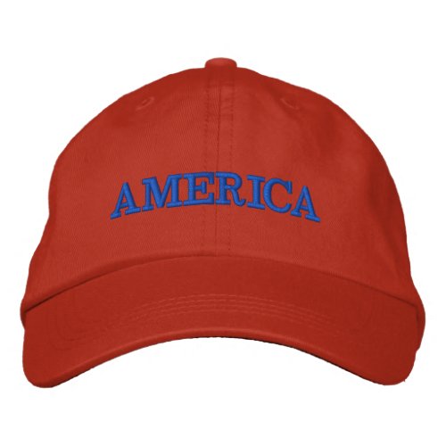 America Red Embroidered Baseball Cap
