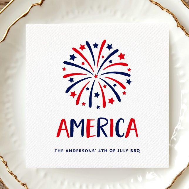 America | Red White and Blue Fireworks Napkins (Creator Uploaded)