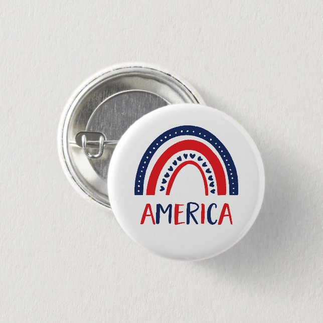 America | Red White and Blue Rainbow Button (Front & Back)
