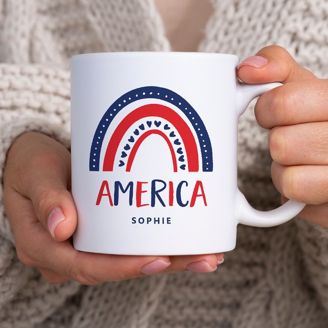 America | Red White and Blue Rainbow Coffee Mug (Creator Uploaded)
