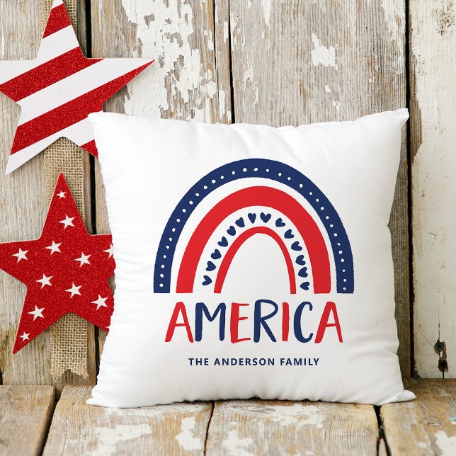 America | Red White and Blue Rainbow Throw Pillow (Creator Uploaded)