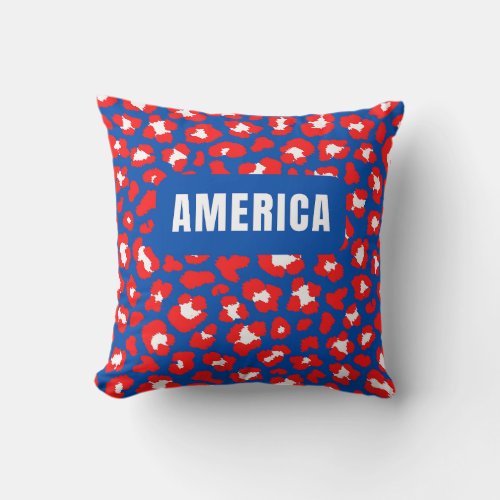 America Red White and Blue Throw Pillow