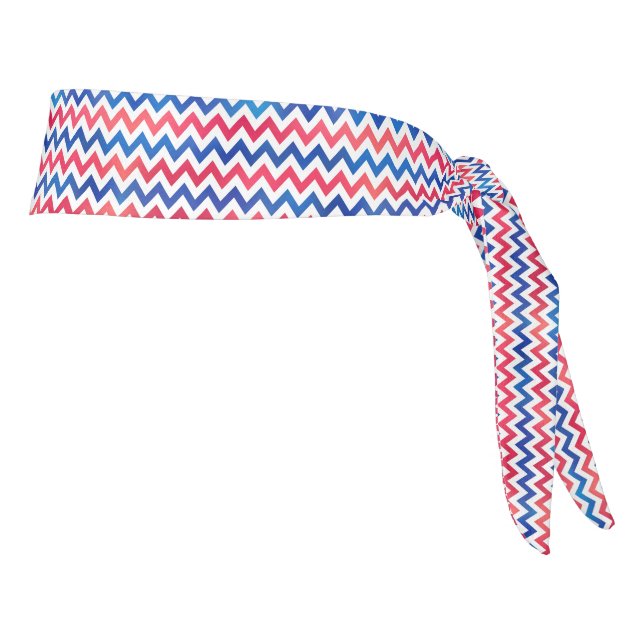 America Red White Blue Chevron Zig Zag Stripe Hair Tie Headband (Rotate 90)