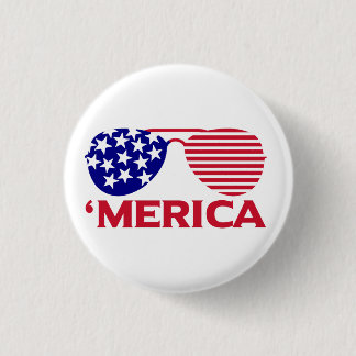 America Red White Blue Sunglasses Button