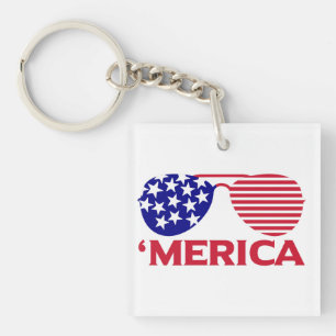 America Red White Blue Sunglasses Keychain