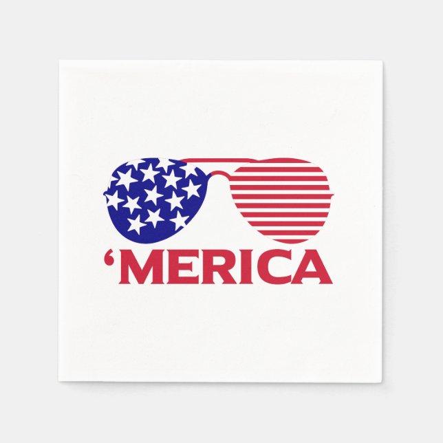 America Red White Blue Sunglasses  Napkins (Front)