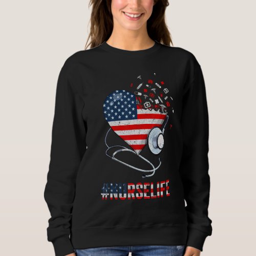 America Registered Nurse Independence Stethoscope  Sweatshirt