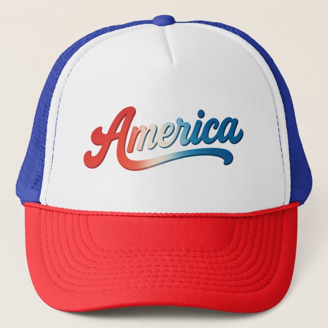 America Retro Gradient - Patriotic USA Flag Style Trucker Hat (Front)