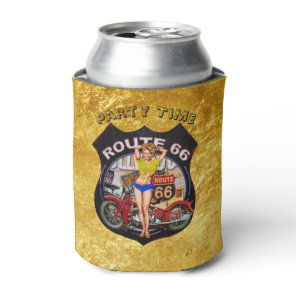 America route 66 motorcycle and gold texture can cooler