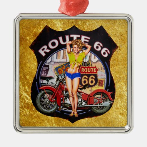 America route 66 motorcycle with a gold texture metal ornament