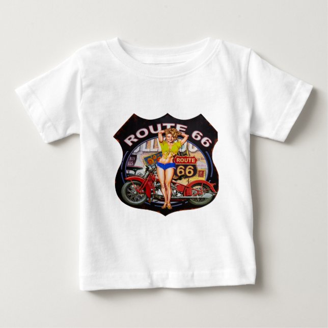 America route 66 with a motorcycle baby T-Shirt (Front)