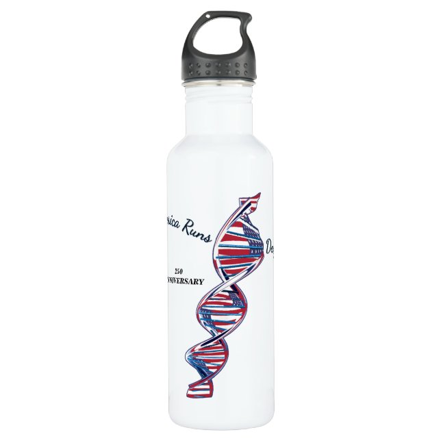 America Runs Deep Stainless Steel Water Bottle (Front)