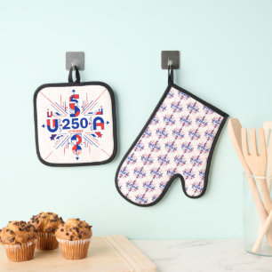 America’s 250th anniversary oven mitt & pot holder set