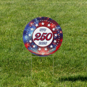 America’s 250th B-day Graphic Fireworks Clouds Wh Sign