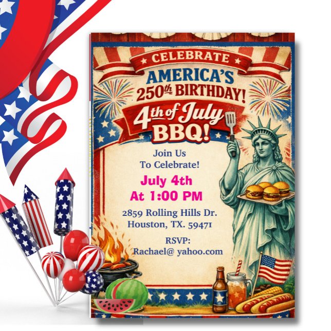 America’s 250th BBQ With Statue of Libeberty Invitation (Creator Uploaded)