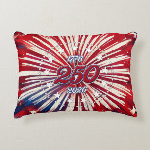 America’s 250th Birthday 1776-2026 RWB Fireworks Accent Pillow