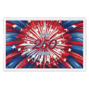 America’s 250th Birthday 1776-2026 RWB Fireworks Acrylic Tray