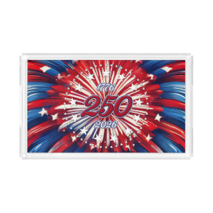America’s 250th Birthday 1776-2026 RWB Fireworks Acrylic Tray