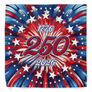 America’s 250th Birthday 1776-2026 RWB Fireworks Bandana