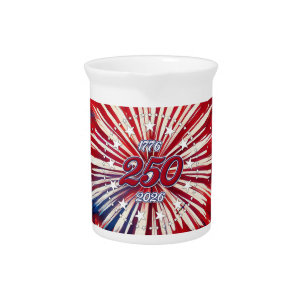 America’s 250th Birthday 1776-2026 RWB Fireworks Beverage Pitcher