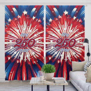 America’s 250th Birthday 1776-2026 RWB Fireworks Blackout Curtains