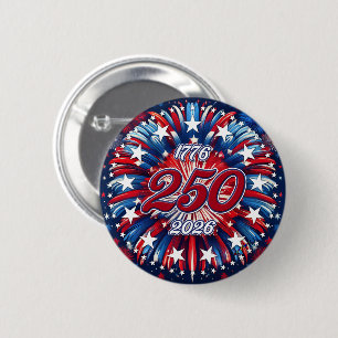 America’s 250th Birthday 1776-2026 RWB Fireworks Button
