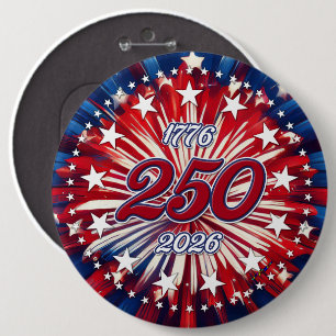 America’s 250th Birthday 1776-2026 RWB Fireworks Button