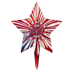 America’s 250th Birthday 1776-2026 RWB Fireworks Cake Topper