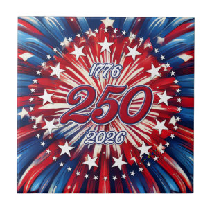 America’s 250th Birthday 1776-2026 RWB Fireworks Ceramic Tile