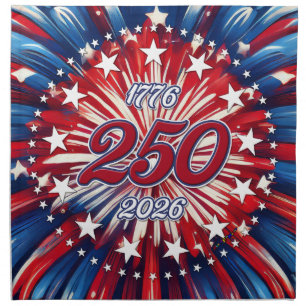 America’s 250th Birthday 1776-2026 RWB Fireworks Cloth Napkin