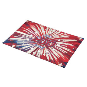 America’s 250th Birthday 1776-2026 RWB Fireworks Cloth Placemat