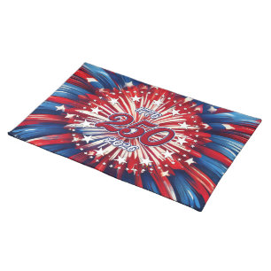 America’s 250th Birthday 1776-2026 RWB Fireworks Cloth Placemat