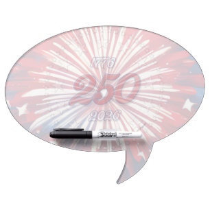 America’s 250th Birthday 1776-2026 RWB Fireworks Dry Erase Board
