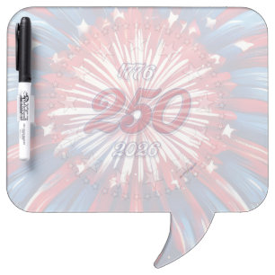 America’s 250th Birthday 1776-2026 RWB Fireworks Dry Erase Board