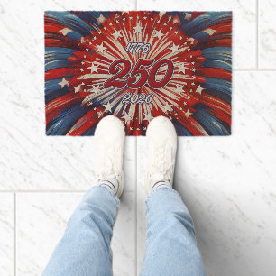 America’s 250th Birthday 1776-2026 RWB Fireworks Fiber Doormat