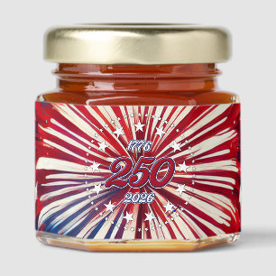 America’s 250th Birthday 1776-2026 RWB Fireworks Honey Jar Favors