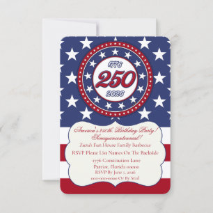 America’s 250th Birthday 1776-2026 RWB Fireworks Invitation