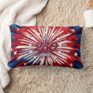 America’s 250th Birthday 1776-2026 RWB Fireworks Lumbar Pillow